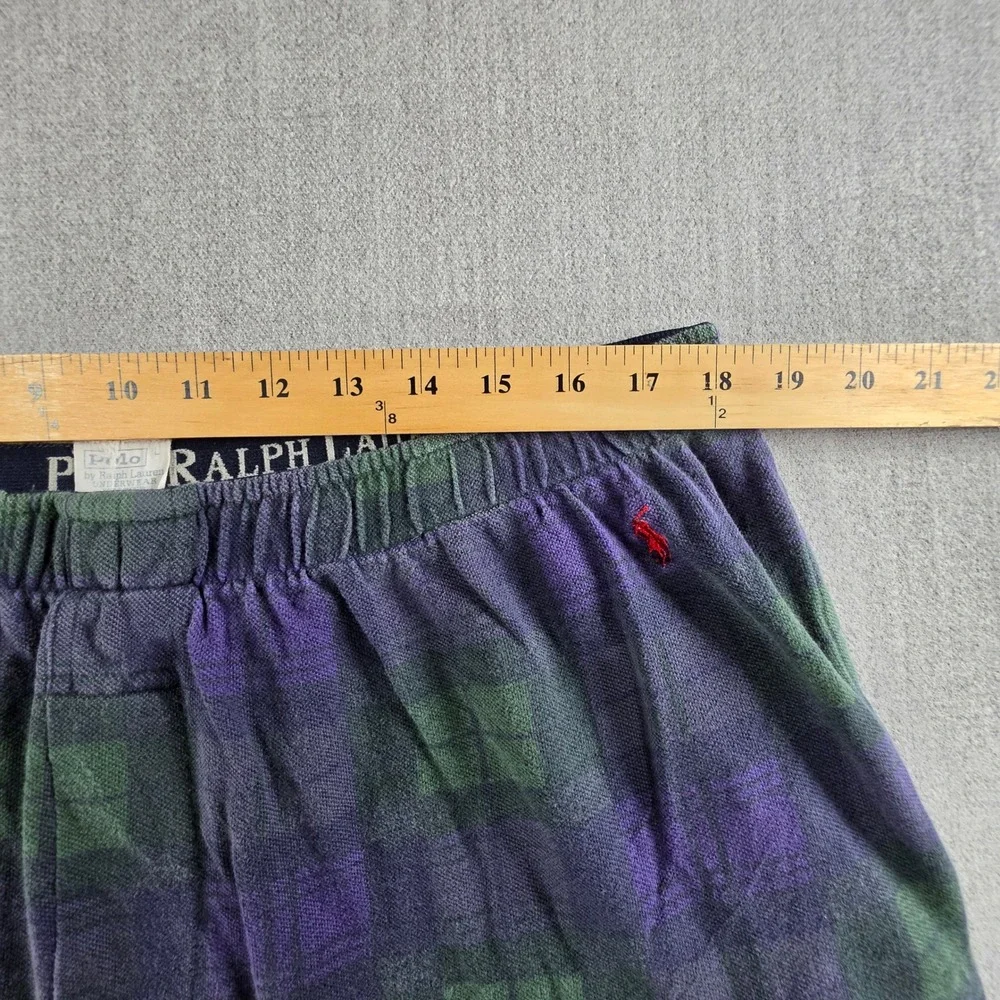 Polo Ralph Lauren Pajama Pants Mens L Purple Green Plaid Cotton Lounge Sleepwear